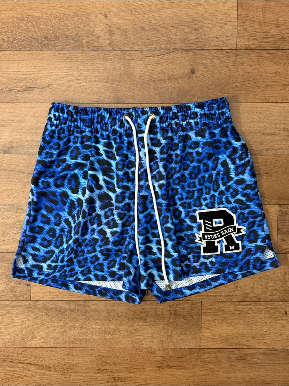 Ryoko Rain Size Large Blue Leopard Animal Print Shorts Streetwear Basketball L